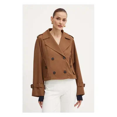 Weekend Max Mara geaca din amestec de lana culoarea maro, de tranzitie, oversize, 2425026011600