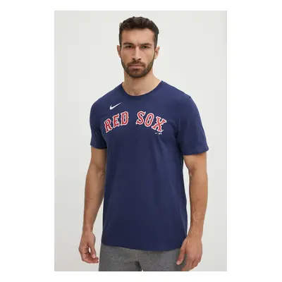 Nike tricou din bumbac Boston Red Sox barbati, culoarea albastru marin, cu imprimeu