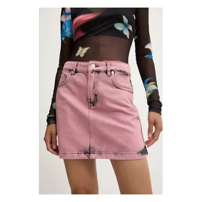 Moschino Jeans fusta jeans culoarea roz, mini, drept, 0102.8222