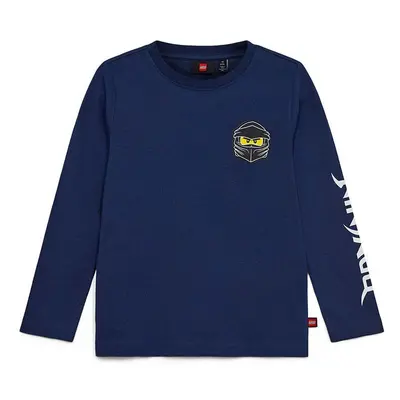 Lego longsleeve din bumbac pentru copii culoarea albastru marin, cu imprimeu