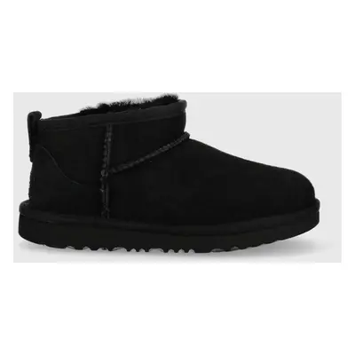 UGG cizme de zapada din piele intoarsa Classic Ultra Mini culoarea negru