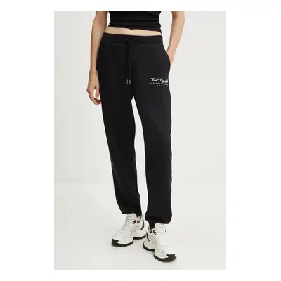 Karl Lagerfeld pantaloni de trening culoarea negru, cu imprimeu, 246W2108