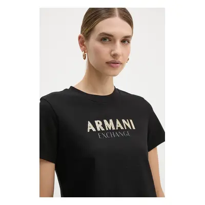 Armani Exchange tricou din bumbac femei, culoarea negru, 6DYT36 YJ7VZ