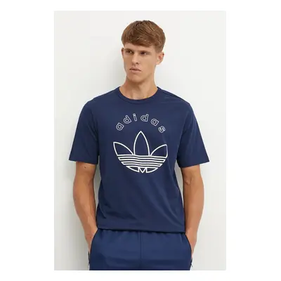 adidas Originals tricou barbati, culoarea albastru marin, cu imprimeu, IX9598