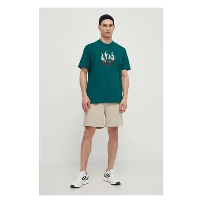 adidas Originals tricou din bumbac barbati, culoarea verde, cu imprimeu, IS0177