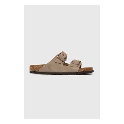 Birkenstock papuci din piele Arizona barbati, culoarea bej, 51461