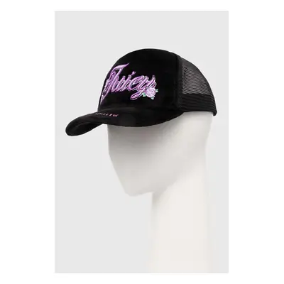 Juicy Couture sapca ROSE & THORN TRUCKER CAP culoarea negru, cu imprimeu, JCAWH224701