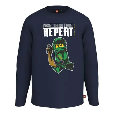 Lego longsleeve din bumbac pentru copii x Ninjago culoarea albastru marin, cu imprimeu