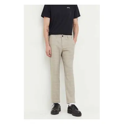 Hollister Co. pantaloni barbati, culoarea bej, mulata