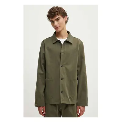 A.P.C. geaca veste kerlouan logo barbati, culoarea verde, de tranzitie, COGEW.H03205