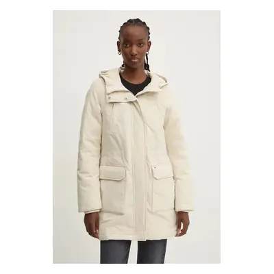 Tommy Jeans geaca femei, culoarea bej, de iarna, DW0DW18866