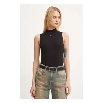 Diesel top femei, culoarea negru, cu turtleneck