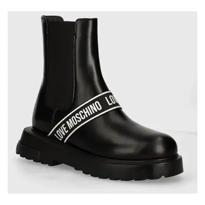 Love Moschino ghete chelsea de piele femei, culoarea negru, cu platforma, JA24104G1LIA0000