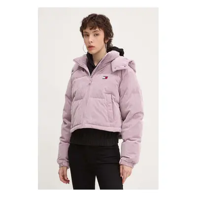 Tommy Jeans geaca de puf femei, culoarea violet, de iarna, oversize, DW0DW18297