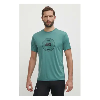 Nike tricou de antrenament Lead Line culoarea verde, cu imprimeu