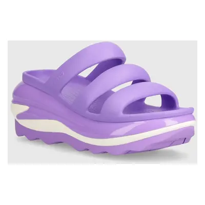 Crocs papuci Mega Crush Triple Strap femei, culoarea violet, cu platforma, 209842