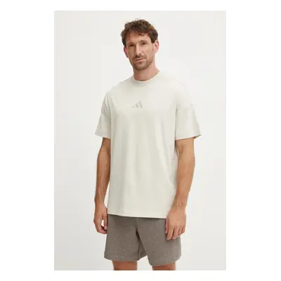 adidas tricou din bumbac All SZN barbati, culoarea bej, neted, IY4146