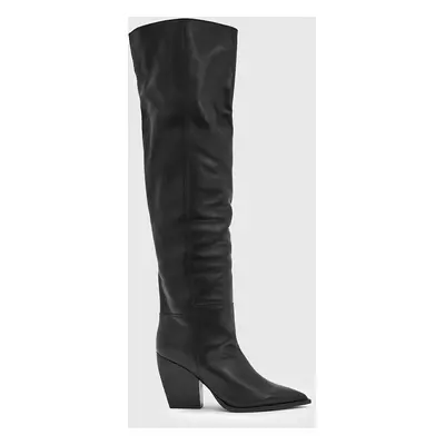 AllSaints ghete de piele Reina Boot femei, culoarea negru, cu toc drept, W096FB