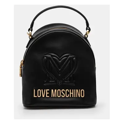 Love Moschino ghiozdan de piele femei, culoarea negru, mic, cu imprimeu, JC4361PP0L