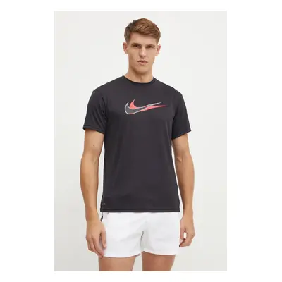 Nike tricou sport Stacked Swoosh culoarea negru, cu imprimeu, NESSE512