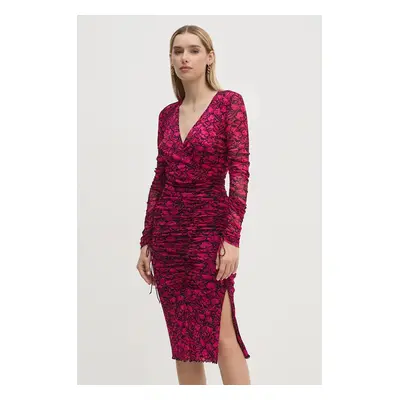 DIANE VON FURSTENBERG rochie culoarea roz, mini, mulata, DVFDL3S004