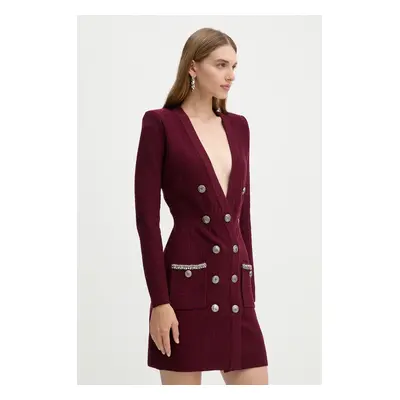 Elisabetta Franchi rochie din amestec de lana culoarea bordo, mini, mulata, AM27S47E2