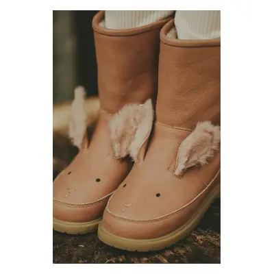 Donsje ghete de iarna pentru copii din piele Wadudu Exclusive Boots Fluffy Bunny culoarea roz, 2