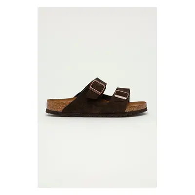 Birkenstock papuci din piele Arizona bărbați, culoarea maro