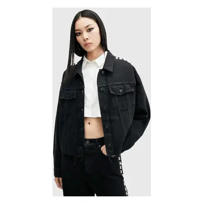 AllSaints geacă din denim PIPER STUD SHACKET femei, culoarea negru, de iarnă, oversized, W112PB