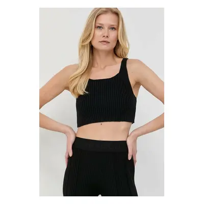 BOSS top din bumbac culoarea negru