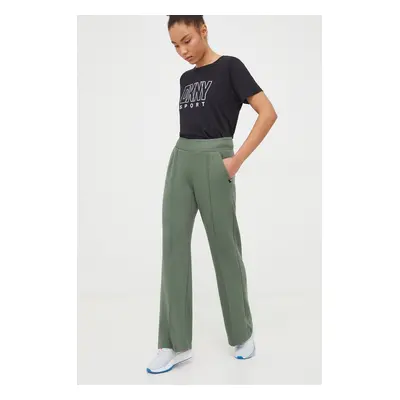 Dkny pantaloni de trening culoarea verde, neted