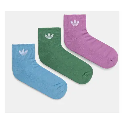 adidas Originals sosete 3-pack femei, culoarea verde, IX5241