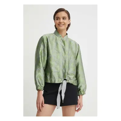 Emporio Armani geaca femei, culoarea verde, de tranzitie, oversize, 3D2B85 2NGXZ