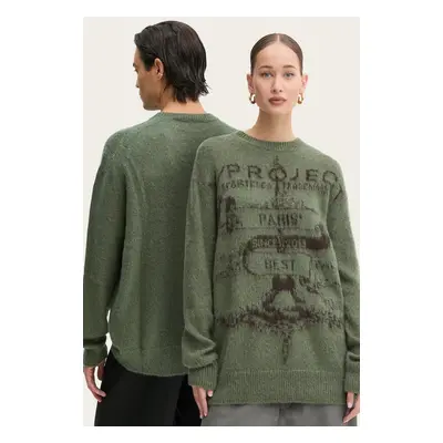 Y/Project pulover cu un strop de mohair PARIS' BEST JACQUARD PULLOVER culoarea verde, light, 206