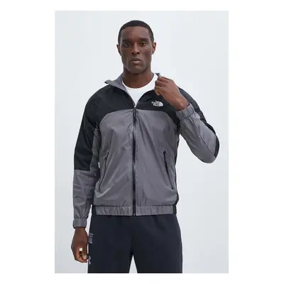 The North Face geaca Wind Shell Full Zip barbati, culoarea gri, de tranzitie, NF0A879FRPI1