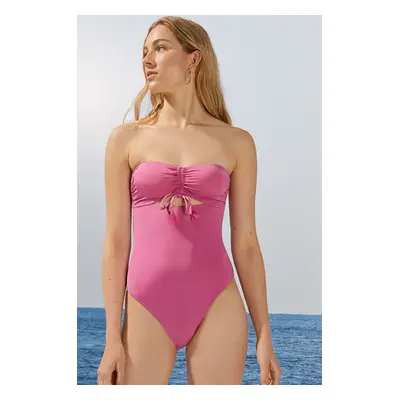 Women Secret Costum de baie culoarea roz, cupa usor rigidizata