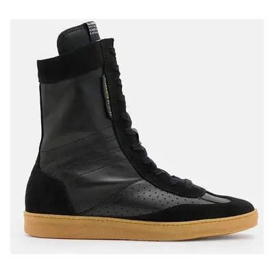 AllSaints cizme de piele Louise High Top femei, culoarea negru, cu toc plat, W070FB