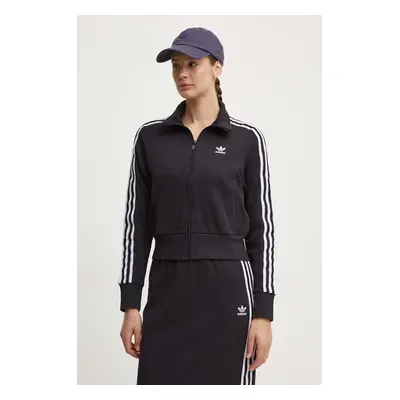 adidas Originals bluză Knitted Track Top femei, culoarea negru, cu imprimeu, IY7278