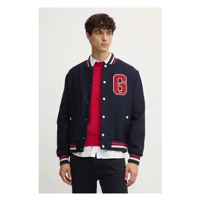 Gant jacheta bomber din lana culoarea albastru marin, de tranzitie, 7006490