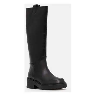 Furla ghete de piele College High Boot femei, culoarea negru, cu toc plat, YI50FCG WU0000 3350S