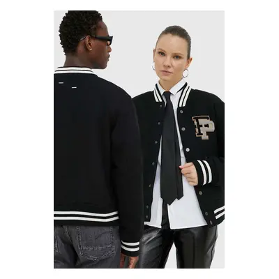 Filling Pieces jachetă bomber din lână 
Varsity Jacket culoarea negru, de tranziție, oversized, 