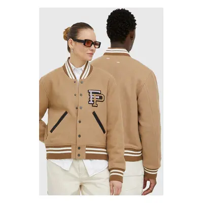 Filling Pieces jachetă bomber din lână Varsity Jacket culoarea maro, de tranziție, 81422209985