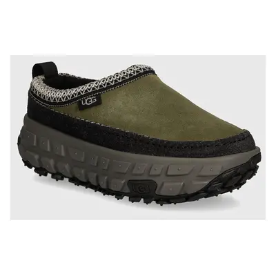 UGG papuci din piele Venture Daze barbati, culoarea verde, 1154530-BLVC