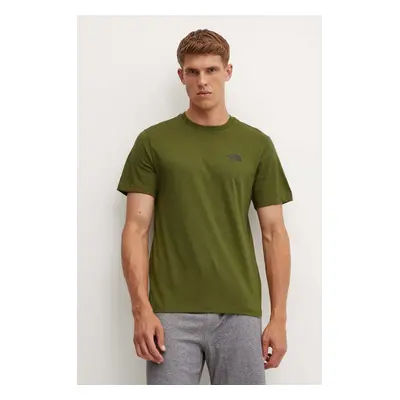 The North Face tricou M S/S Simple Dome Tee barbati, culoarea verde, cu imprimeu, NF0A87NGPIB1