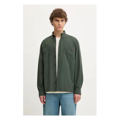 A.P.C. camasa din bumbac Chemise Mateo Logo barbati, culoarea verde, cu guler button-down, relax