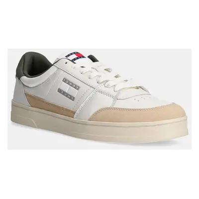 Tommy Jeans sneakers din piele THE GREENWICH MIX MEDIA culoarea bej, EM0EM01444