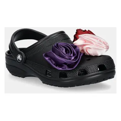 Crocs papuci Classic Rossete Clog femei, culoarea negru, 210388