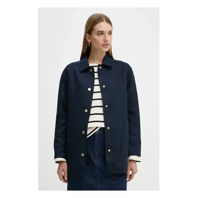 Barbour jachetă de cămașă din lână culoarea albastru marin, de tranzitie, oversize, LOS0066