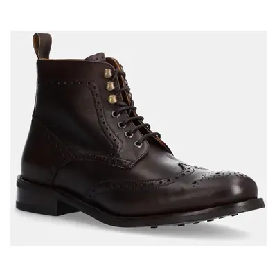 Hackett London ghete de piele JAME BROGUEBOOT barbati, culoarea maro, HMS21425