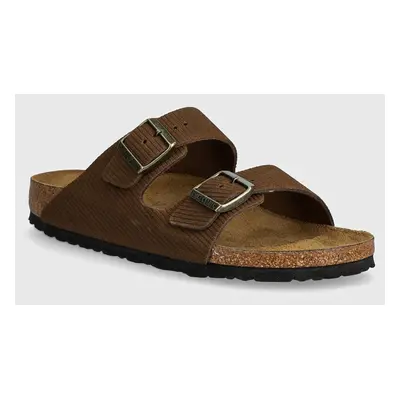 Birkenstock papuci din piele Arizona femei, culoarea maro, 1028264